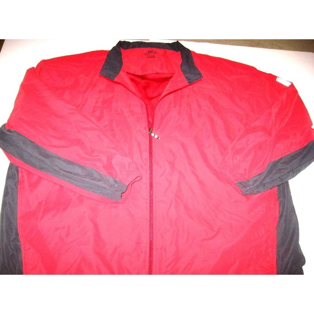 PGA Tour Mens Jacket Red With Blue Trim Size XXL Zip Front & Mesh Lined